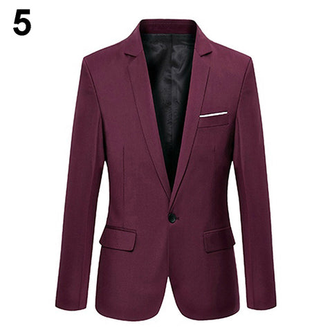 2019 New Fashion Men Slim Autumn Suit Blazer Formal Business Male Suit Jacket One Button Lapel Casual Long Sleeve Pockets Top