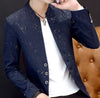 HO 2019 Men 's casual collar collar blazers youth handsome trend Slim print blazers