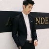 New Man's Korean Fashion Slim Cotton White Fitted Blazer Mens For Men Suit Jacket Black Blue Plus Size Men's Wedding Jackets