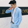 New Man's Korean Fashion Slim Cotton White Fitted Blazer Mens For Men Suit Jacket Black Blue Plus Size Men's Wedding Jackets