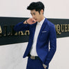 New Man's Korean Fashion Slim Cotton White Fitted Blazer Mens For Men Suit Jacket Black Blue Plus Size Men's Wedding Jackets