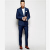 Mens Suits (Jacket+Pants) Casual Designer Summer Beach Wedding Blue Blazer White Pants 2 Pieces Street Prom Best M