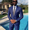 Mens Suits (Jacket+Pants) Casual Designer Summer Beach Wedding Blue Blazer White Pants 2 Pieces Street Prom Best M