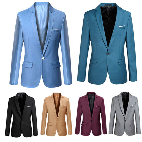 Fashion Spring Autumn Men Blazer Long Sleeve Solid Color Slim Man Casual Thin Suit Jacket Office Blazers Plus Size S-6XL AIC88